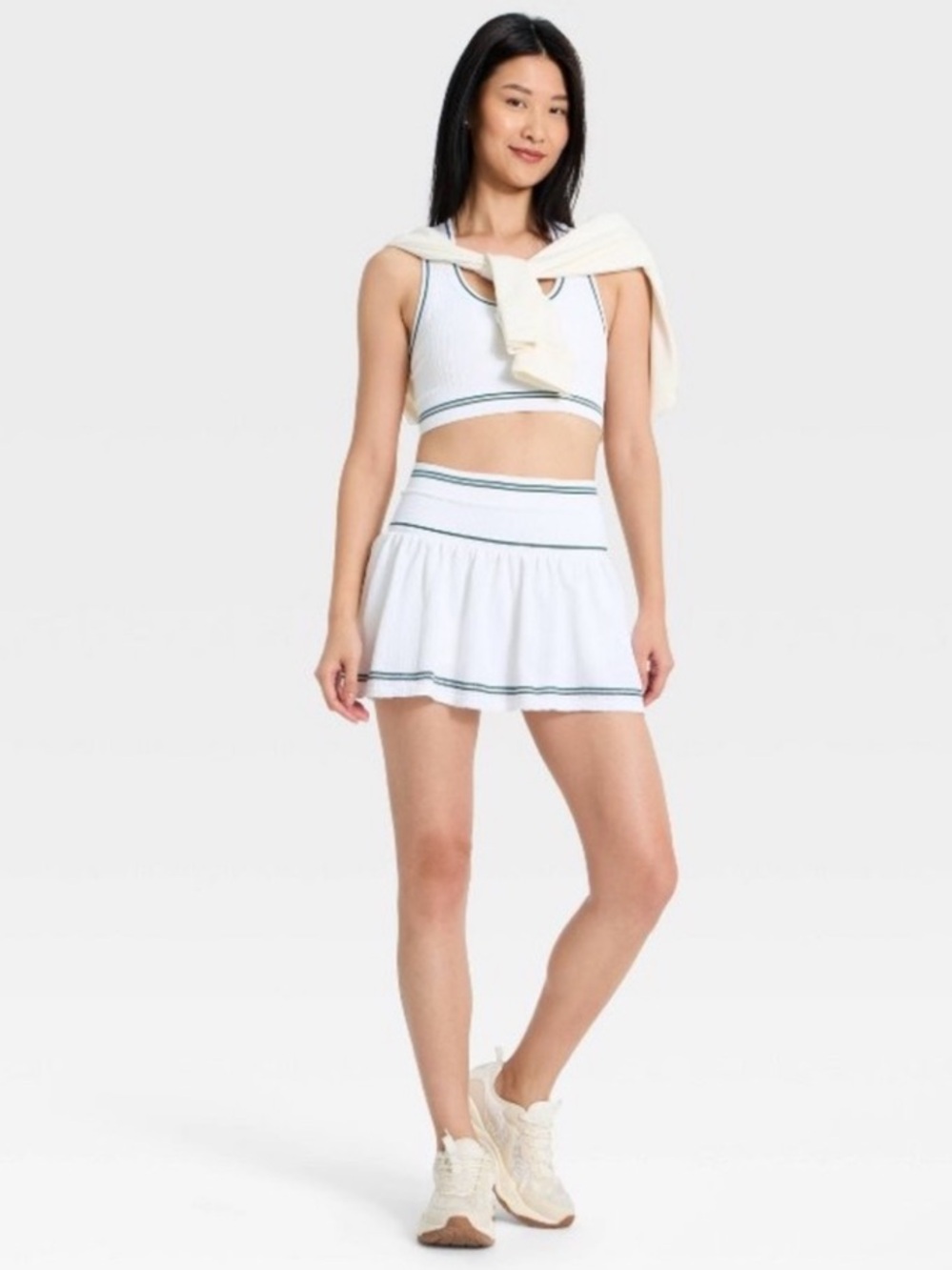 ALL IN MOTION NWT cable knit skort -white/green -m